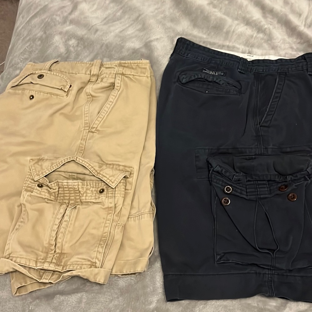 Khaki and navy shorts